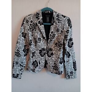 Kenneth Cole New York Blazer, Women's Size 2, Lined, Floral, Black Gray WhiteEUC